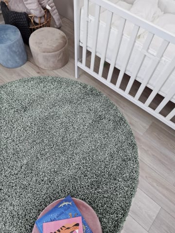 Lounge Shaggy Tæppe 160 cm Rundt - Grøn - Tekstiler - Tæpper - Moderne tæppe - Ryatæpper