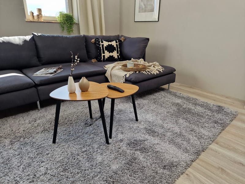 Lounge Shaggy Tæppe 133x190 cm Rektangulært - Sølv - Tekstiler - Tæpper - Moderne tæppe - Ryatæpper