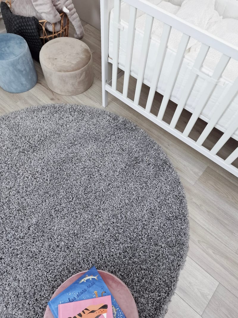 Lounge Shaggy Tæppe 160 cm Rundt - Sølv - Tekstiler - Tæpper - Moderne tæppe - Ryatæpper