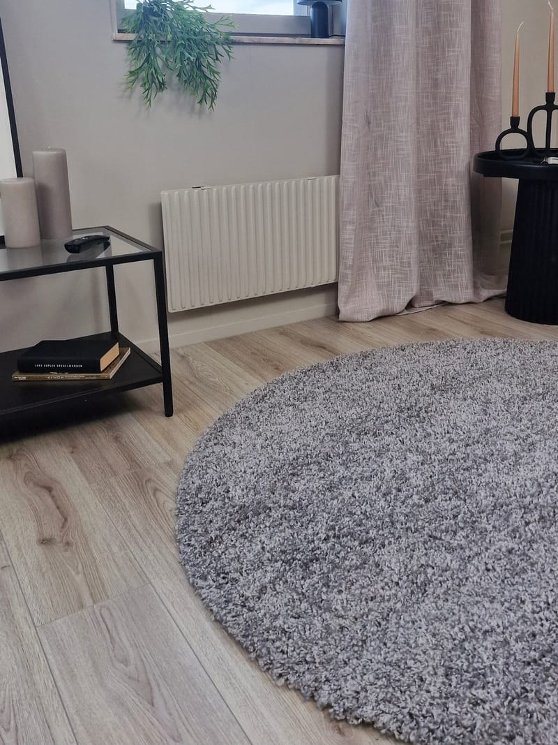 Lounge Shaggy Tæppe 300 cm Rundt - Sølv - Tekstiler - Tæpper - Moderne tæppe - Ryatæpper