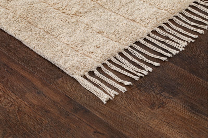 Marokko Bomuldstæppe 200x300 cm - Creme - Tekstiler - Tæpper - Moderne tæppe - Bomuldstæpper