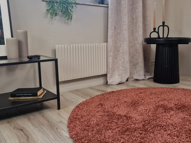 Lounge Shaggy Tæppe 240 cm Rundt - Kobber - Tekstiler - Tæpper - Moderne tæppe - Ryatæpper