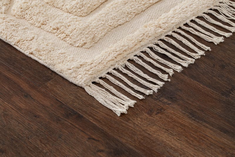 Marokko Bomuldstæppe 160x230 cm - Creme - Tekstiler - Tæpper - Moderne tæppe - Bomuldstæpper