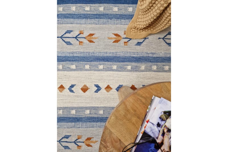 Fagersta Uldtæppe 160x230 cm - Blå - Tekstiler - Tæpper - Moderne tæppe - Uldtæppe