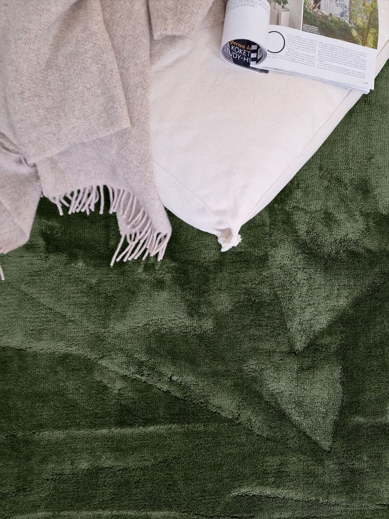Cozy Rya-tæppe 133x190 cm Rektangulær - Grøn - Tekstiler - Tæpper - Moderne tæppe - Ryatæpper