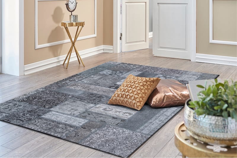 Patchwork Wilton Tæppe 160x230 cm Rektangulært - Grå - Tekstiler - Tæpper - Moderne tæppe - Mønstrede tæpper