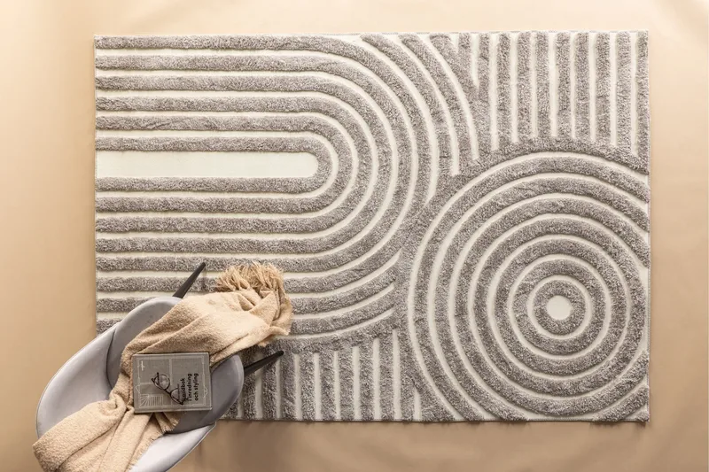 Nikita Ryetæppe 200x290 cm - Grå - Tekstiler - Tæpper - Moderne tæppe - Ryatæpper