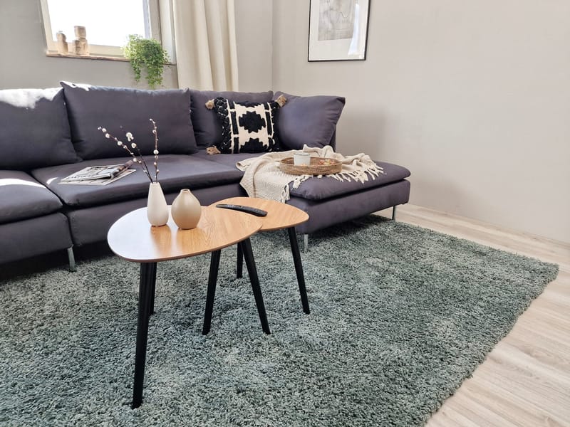 Lounge Shaggy Tæppe 133x190 cm Rektangulært - Grøn - Tekstiler - Tæpper - Moderne tæppe - Ryatæpper