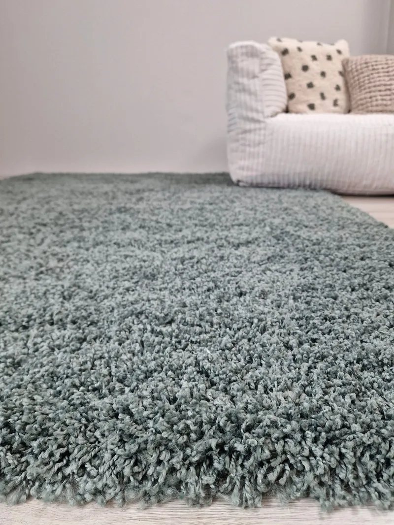 Lounge Shaggy Tæppe 133x190 cm Rektangulært - Grøn - Tekstiler - Tæpper - Moderne tæppe - Ryatæpper