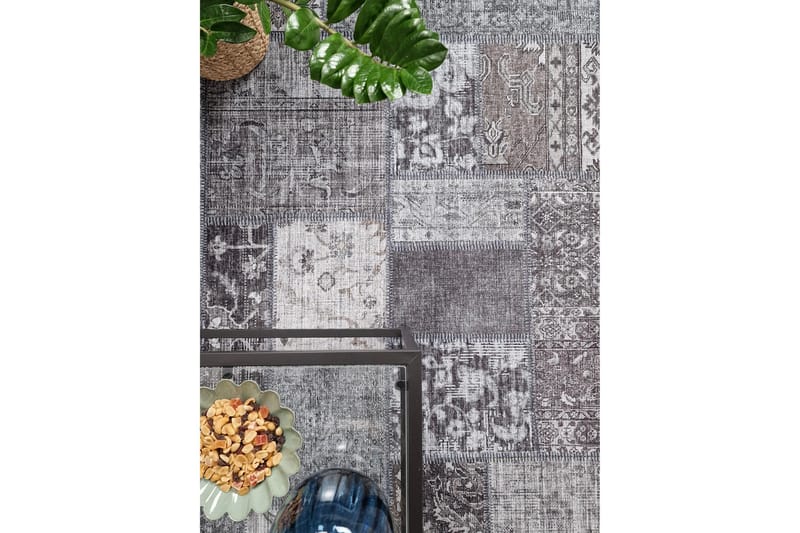 Patchwork Wilton Tæppe 160x230 cm Rektangulært - Grå - Tekstiler - Tæpper - Moderne tæppe - Mønstrede tæpper