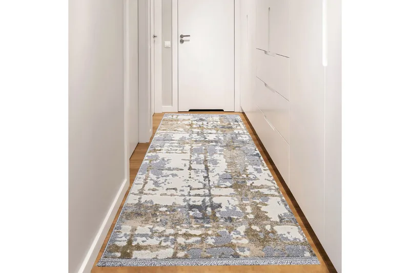 Naveena Løber 100x500 cm Rektangulær, Grå/Beige/Creme