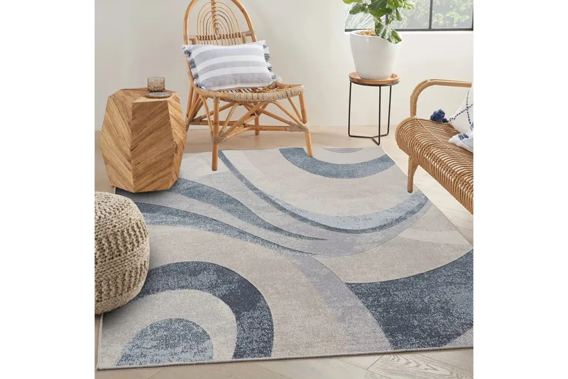 Carolina Bomulds-tæppe 100x300 cm Rektangulær, Blå