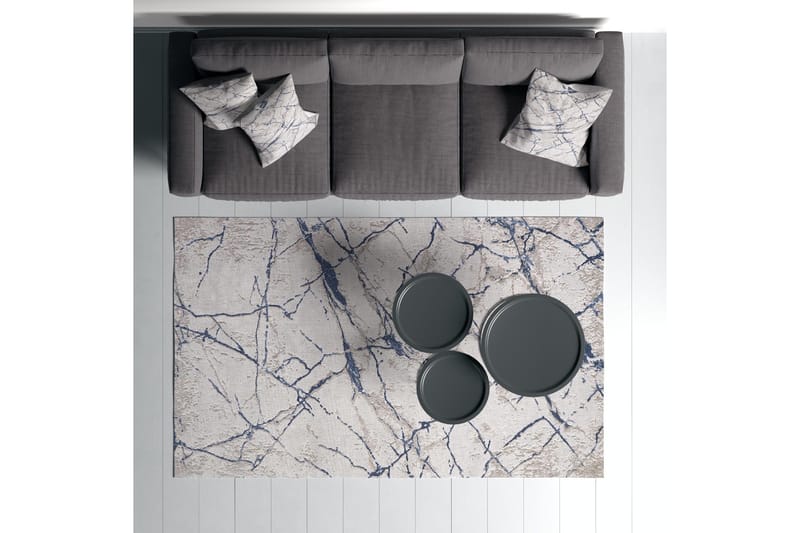 Masahiko Bomuldstæppe 100x300 cm Rektangulær - Blå - Tekstiler - Tæpper - Moderne tæppe - Bomuldstæpper