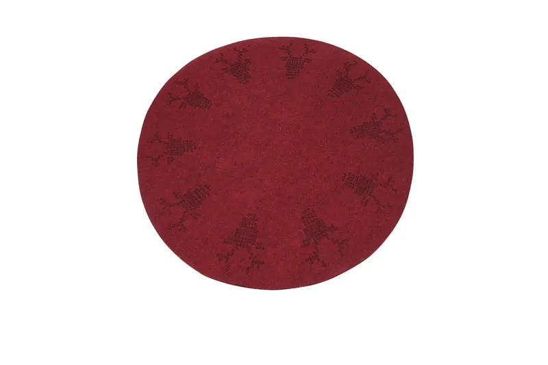 Deer Ryatæppe Ø100 cm Rund, Rød