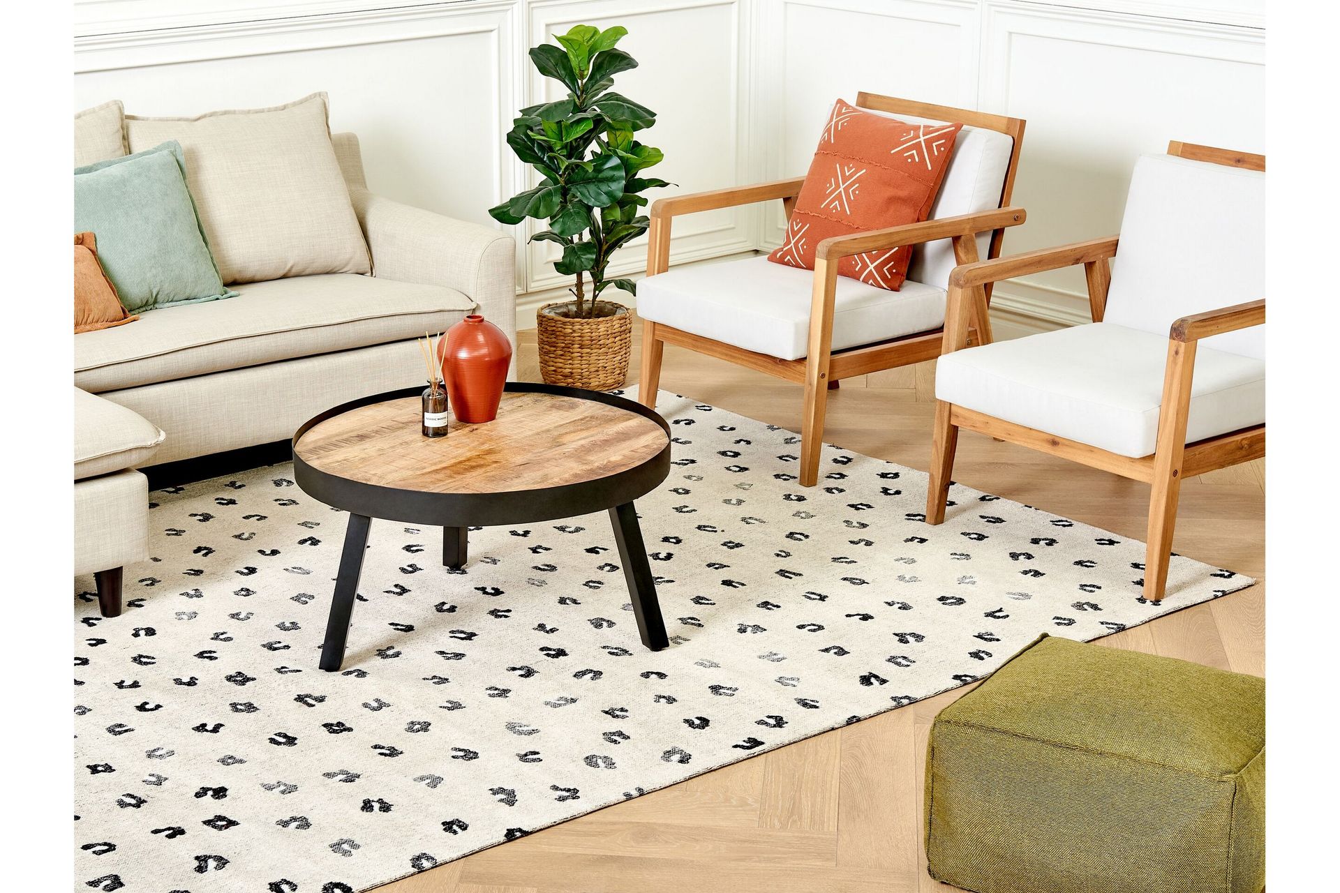 Afis Bomuldstæppe 200x300 cm - Beige - Tekstiler - Tæpper - Moderne tæppe - Bomuldstæpper