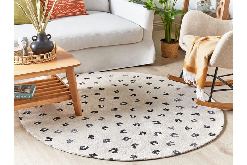 Afis Ryetæppe 140 cm Rund - Beige - Tekstiler - Tæpper - Moderne tæppe - Ryatæpper
