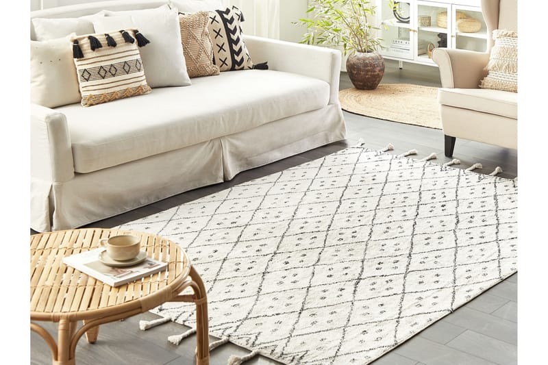 Agadir Bomuldstæppe 160x230 cm - Sort/hvid - Tekstiler - Tæpper - Moderne tæppe - Bomuldstæpper