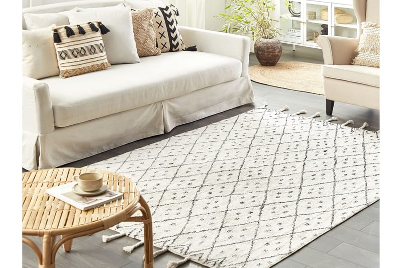 Agadir Bomuldstæppe 160x230 cm - Sort/hvid - Tekstiler - Tæpper - Moderne tæppe - Bomuldstæpper