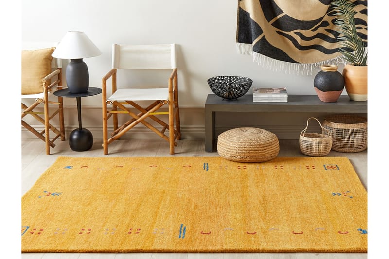 Akalan Ryetæppe 160x230 cm - Gul - Tekstiler - Tæpper - Moderne tæppe - Ryatæpper