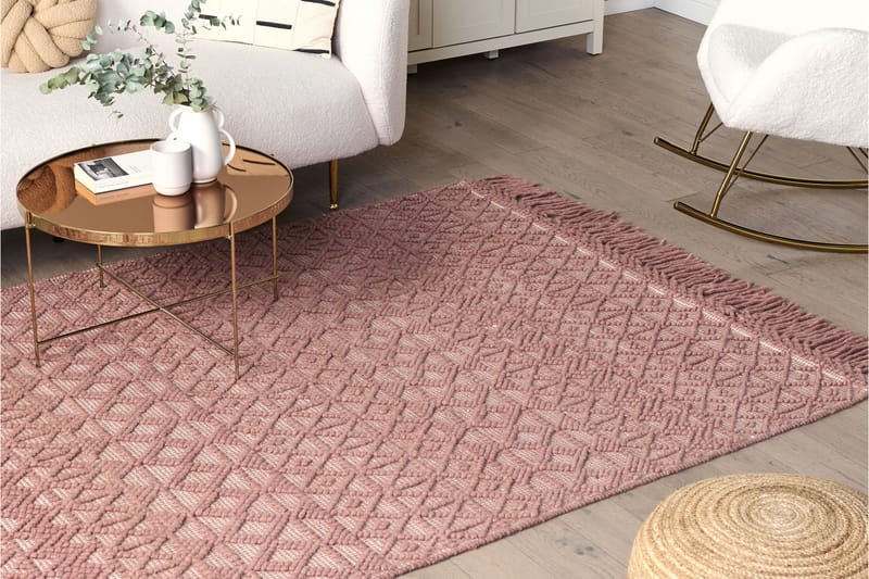 Alucra Ryetæppe 160x230 cm - Rosa - Tekstiler - Tæpper - Moderne tæppe - Ryatæpper