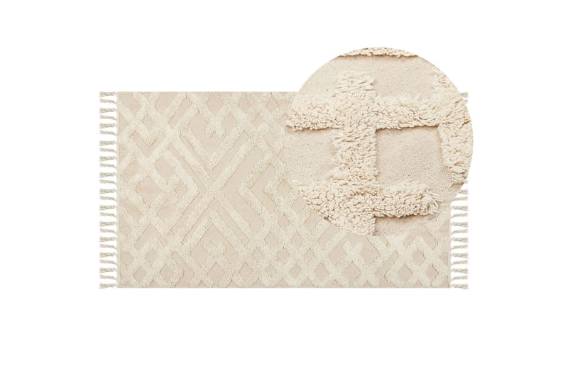 Ardahan Bomuldstæppe 80x150 cm - Beige - Tekstiler - Tæpper - Moderne tæppe - Bomuldstæpper