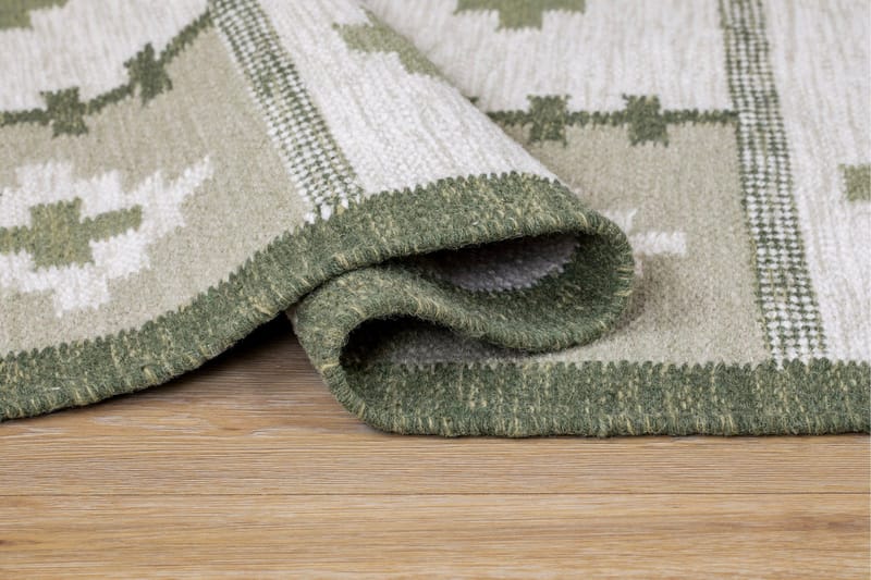 Arvika Uldtæppe 140x200 cm Rektangulær - Grøn - Tekstiler - Tæpper - Moderne tæppe - Uldtæppe