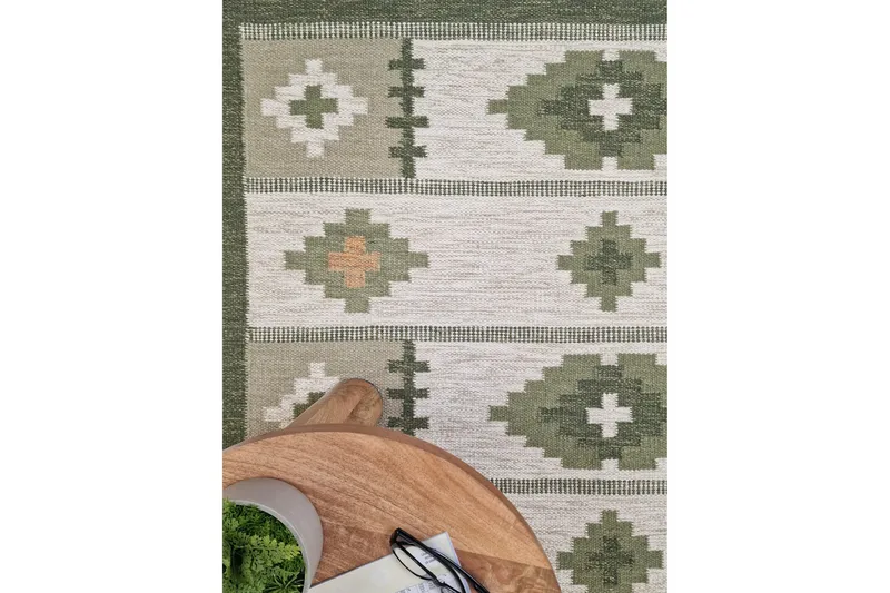 Arvika Uldtæppe 160x230 cm Rektangulær - Grøn - Tekstiler - Tæpper - Moderne tæppe - Uldtæppe