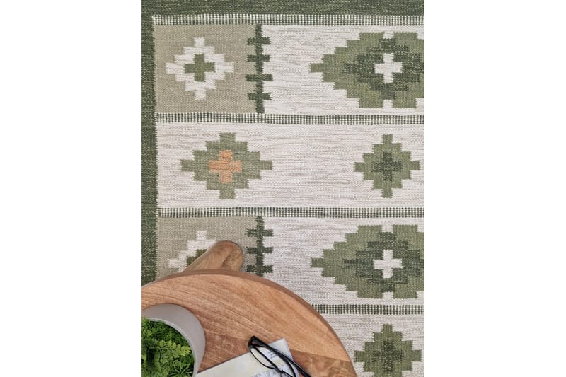 Arvika Uldtæppe 200x300 cm Rektangulær - Grøn - Tekstiler - Tæpper - Moderne tæppe - Uldtæppe