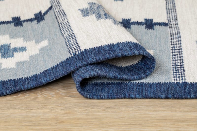 Arvika Uldtæppe 80x200 cm Rektangulær - Blå - Tekstiler - Tæpper - Moderne tæppe - Uldtæppe