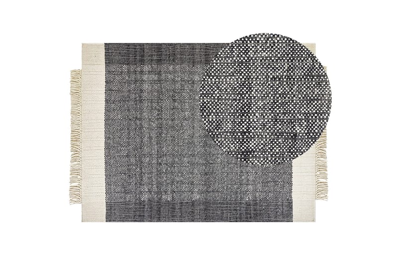 Atlanti Uldtæppe 160x230 cm - Sort/hvid - Tekstiler - Tæpper - Moderne tæppe - Uldtæppe