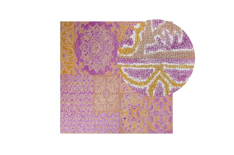 Avanos Uldtæppe 200x200 cm - Rosa - Tekstiler - Tæpper - Moderne tæppe - Uldtæppe