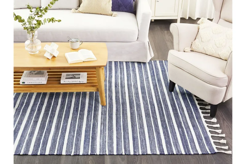 Bademli Ryetæppe 160x230 cm - Blå - Tekstiler - Tæpper - Moderne tæppe - Ryatæpper