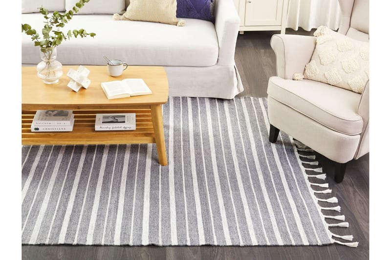 Bademli Ryetæppe 160x230 cm - Grå - Tekstiler - Tæpper - Fladvævet tæppe