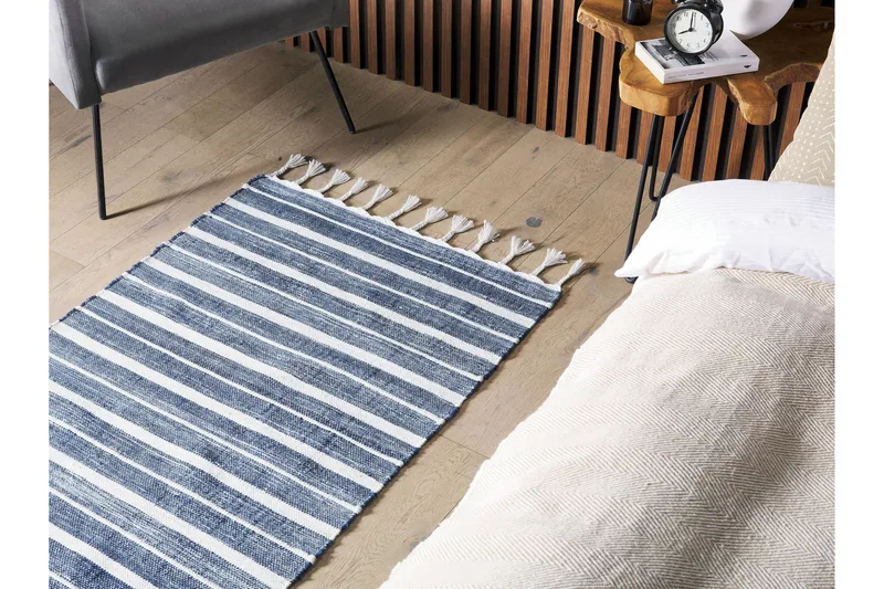Bademli Ryetæppe 80x150 cm - Blå - Tekstiler - Tæpper - Små tæpper