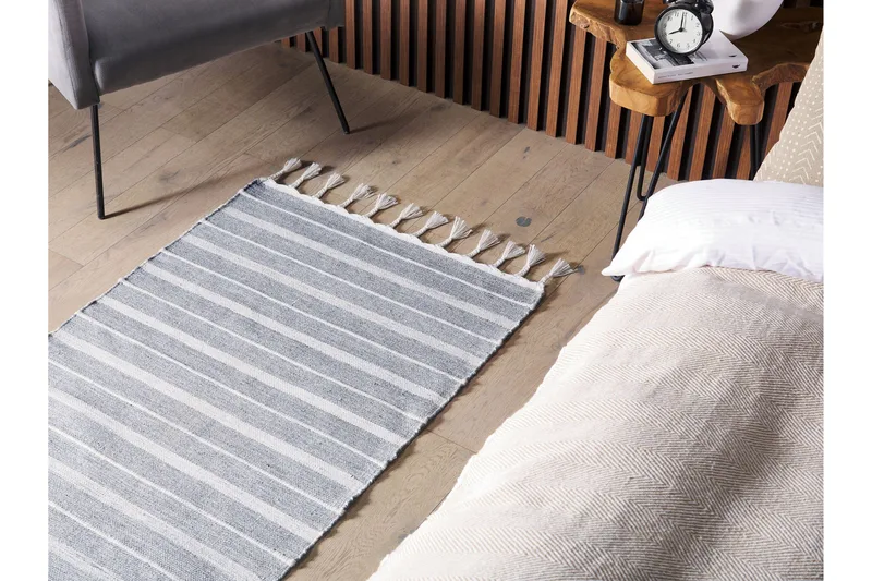 Bademli Ryetæppe 80x150 cm - Grå - Tekstiler - Tæpper - Små tæpper