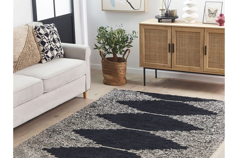 Bathinda Ryetæppe 140x200 cm - Sort/hvid - Tekstiler - Tæpper - Moderne tæppe - Bomuldstæpper