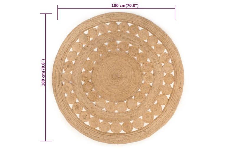 beBasic gulvtæppe 180 cm flettet jute rundt - Beige - Tekstiler - Tæpper - Moderne tæppe - Sisaltæpper
