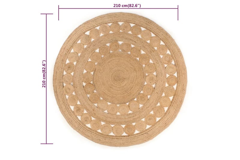 beBasic gulvtæppe 210 cm flettet jute rundt - Beige - Tekstiler - Tæpper - Moderne tæppe - Sisaltæpper