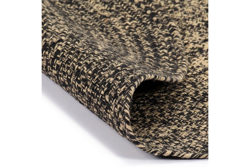 beBasic håndlavet gulvtæppe 180 cm jute sort og brun - Sort - Sisaltæpper - Jutemåtter & hampemåtter