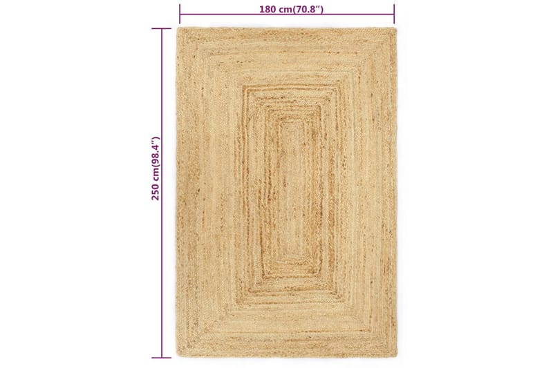 beBasic håndlavet gulvtæppe 180x250 cm jute - Brun - Tekstiler - Tæpper - Moderne tæppe - Sisaltæpper