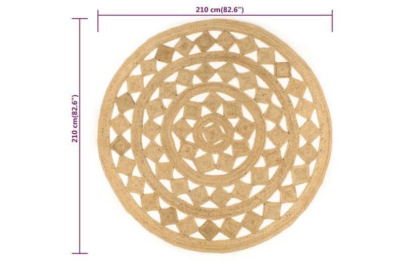 beBasic håndlavet gulvtæppe 210 cm flettet jute - Brun - Sisaltæpper - Jutemåtter & hampemåtter