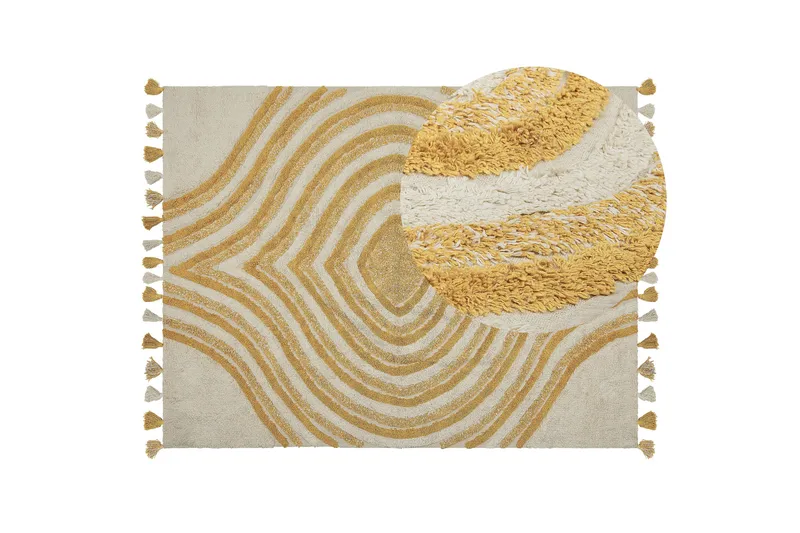 Bingol Ryetæppe 160x230 cm - Gul - Tekstiler - Tæpper - Moderne tæppe - Ryatæpper