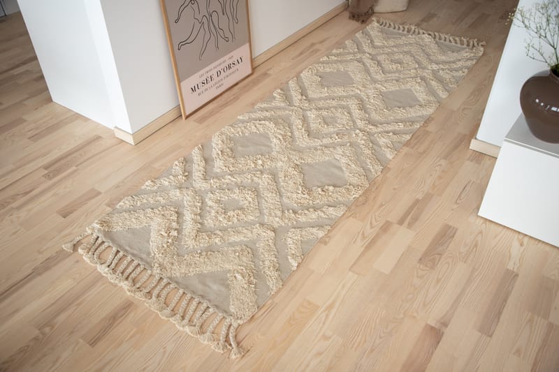 Hilma Bomuldstæppe 250x80 cm - Offwhite - Tekstiler - Tæpper - Moderne tæppe - Bomuldstæpper