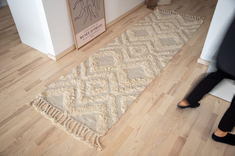 Hilma Bomuldstæppe 250x80 cm - Offwhite - Tekstiler - Tæpper - Moderne tæppe - Bomuldstæpper
