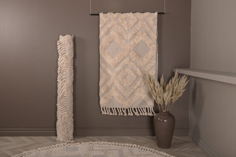 Hilma Bomuldstæppe 250x80 cm - Offwhite - Tekstiler - Tæpper - Moderne tæppe - Bomuldstæpper