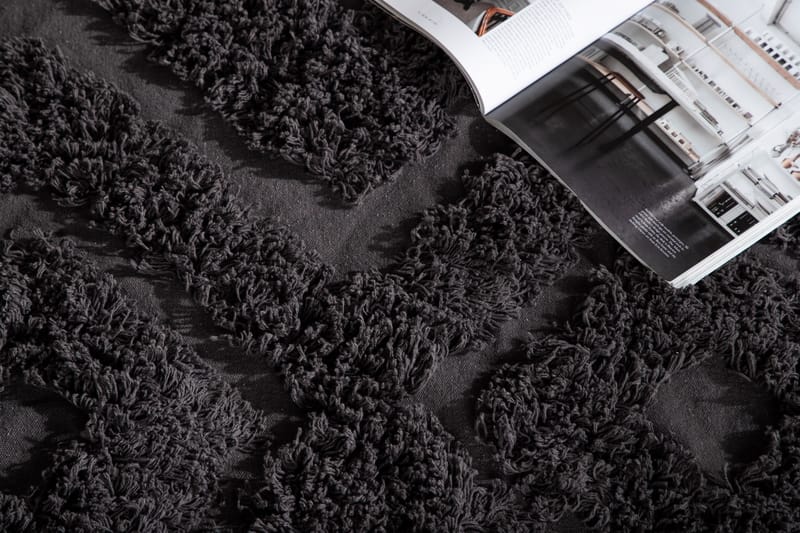 Hilma Bomuldstæppe Rektangulær 250x350 cm - Mørkegrå - Tekstiler - Tæpper - Moderne tæppe - Bomuldstæpper