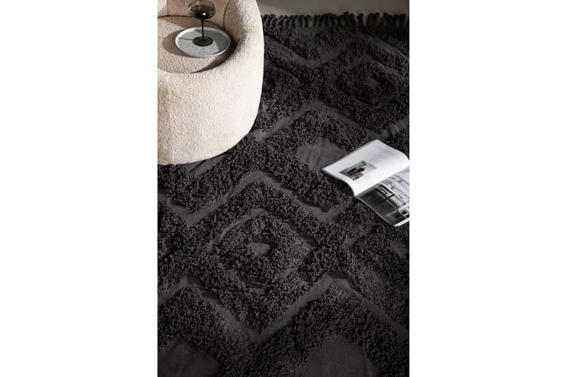 Hilma Bomuldstæppe Rektangulær 250x350 cm - Mørkegrå - Tekstiler - Tæpper - Moderne tæppe - Bomuldstæpper