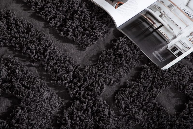 Hilma Bomuldstæppe Rektangulær 250x350 cm - Mørkegrå - Tekstiler - Tæpper - Moderne tæppe - Bomuldstæpper