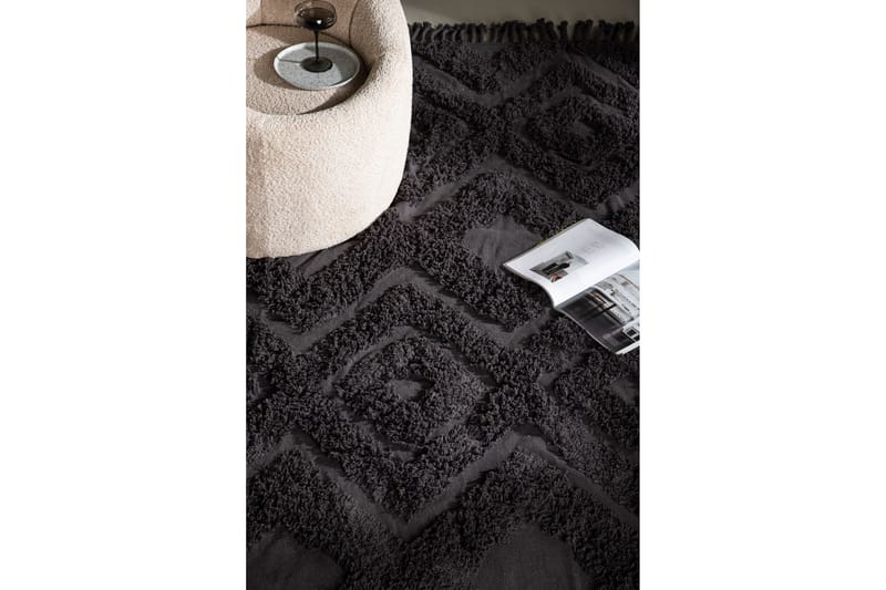 Hilma Bomuldstæppe Rektangulær 250x350 cm - Mørkegrå - Tekstiler - Tæpper - Moderne tæppe - Bomuldstæpper