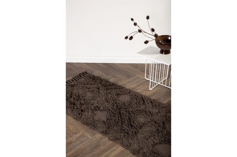 Hilma Bomuldstæppe Rektangulær 70x200 cm - Brun - Tekstiler - Tæpper - Moderne tæppe - Bomuldstæpper